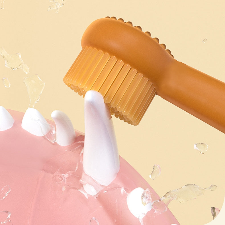 Dog Toothbrush, Pet Silicone Toothbrush Cat Tooth Brushing Kit with Storage Cup, 360° Doggie Kitten Toothbrush Tongue Cleaning Brush, Dental Care for Small Pets Ferret Dutch Pigs