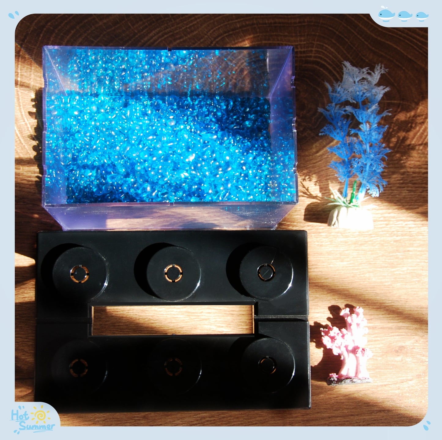 Small Betta Fish Tank, Stackable Mini Fish Tank Aquarium Tank Kit, 3/5 Gallon Rectangular Fish Bowl with Aquarium Gravel Decoration, Cube Tank for Seaweed Balls Sea Monkeys