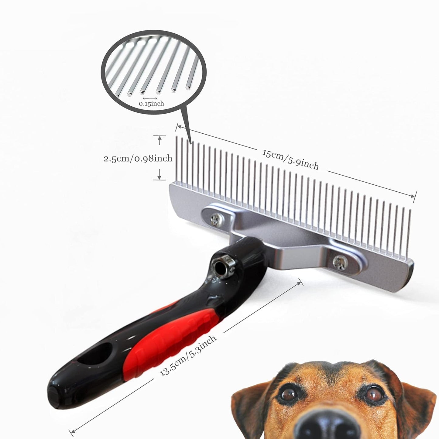 Dog Brushes for Grooming Large Dogs, Long Hair Dog Rake Pet Comb Pet Grooming Brush with Anti-Slip Handle, Steel Comb for Golden Retriever Husky German Shepherd
