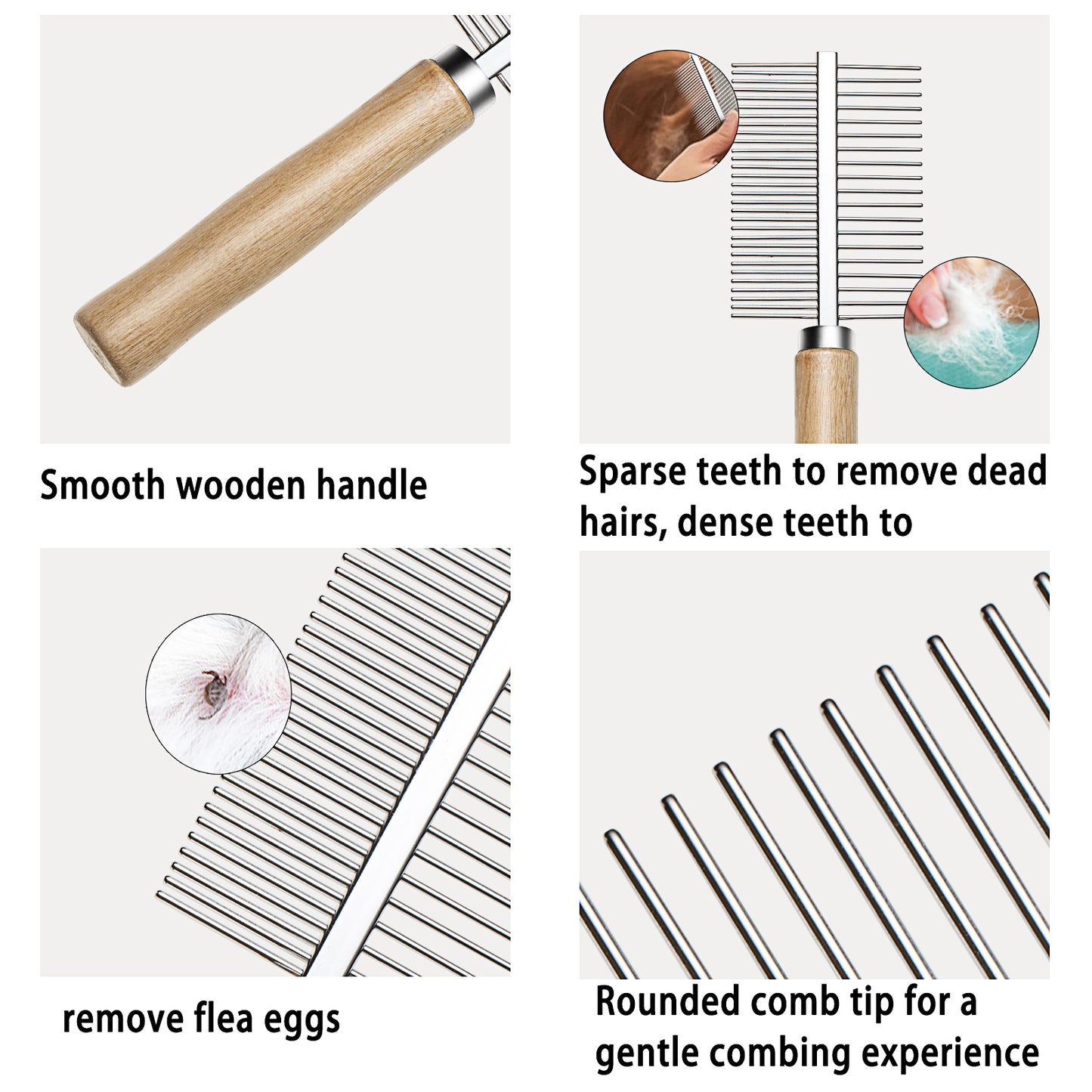 Undercoat Rake for Dogs, Grooming Brush Set Long Tooth Undercoat Dog Rake+Flea Comb,Deshedding Tool Beauty Steel Comb for Golden Retriever Husky German Shepherd Longhair Cat